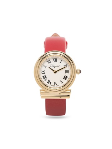 Ferragamo - Gancini 28mm - women - stainless steel/Calf Leather - One Size - Neutrals