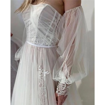 抹胸婚紗禮服搭配配飾 方便可拆卸紗袖 復古宮廷遮手臂松緊套袖