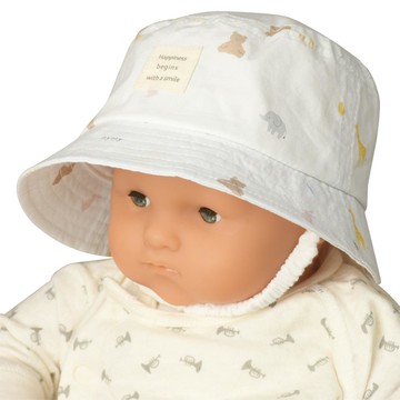 akachan honpo - 平頂帽 附防曬遮陽布-動物-藍色