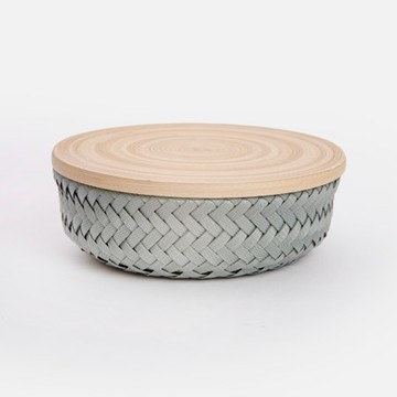 Handed By Wonder編織圓形附蓋籃XS 藍綠