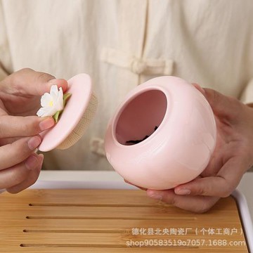 手作捏花小茶葉罐可愛創意陶瓷密封罐家用小清新防潮儲存罐子