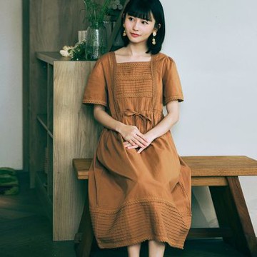 OB嚴選-日系純棉百褶蕾絲滾邊造型腰抽繩洋裝《DA10451-》