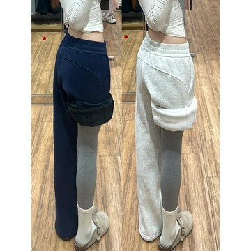 已售9642件💖loannina 灰色棉褲 直筒褲 高腰闊腿褲 休閒長褲 直筒褲 寬鬆垂感 運動褲 闊腿褲 韓系 抽繩