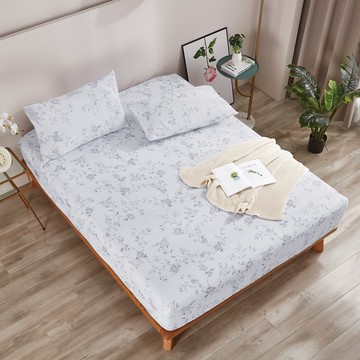 寢城之戀 裸睡系列 100%涼感紗 冰絲涼感  床包枕套組  雙人(5尺)  愛洛花園 淺藍色