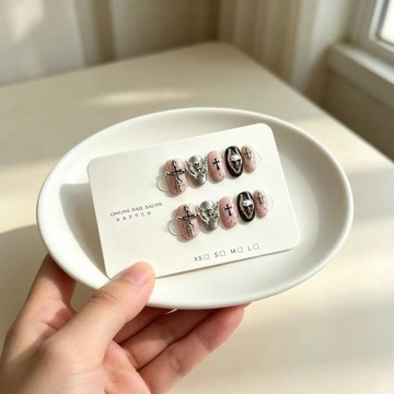 💗Yuki Nail💗【哥特辣妹】遊戲穿戴短款十字架辣妹可拆卸顯白暗黑手工高階美甲
