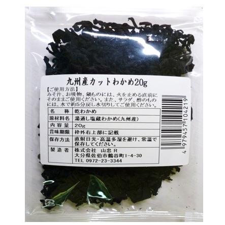 カットわかめ 20g×3袋 九州産 乾燥わかめ 乾物 九州ひじき屋 （メール便）ヤマチュウ 山忠 国産 国内産 干しワカメ カット若布