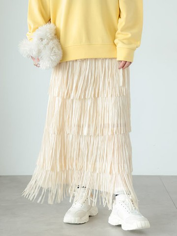 多層次流蘇設計窄身裙(FD43L0L0380) - Lugnoncure