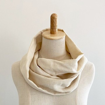 日本高品質二重紗圍脖 輕盈蓬鬆 春夏款 隨手套入 象牙白