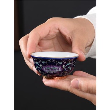 陶瓷功夫茶具單杯茶杯琺瑯彩品茗杯主人杯景德鎮青花瓷小杯子茶盞