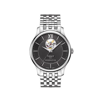 天梭 傳統自動黑色錶盤男士手錶