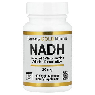 California Gold Nutrition, NADH, 20 mg, 60 Veggie Capsules