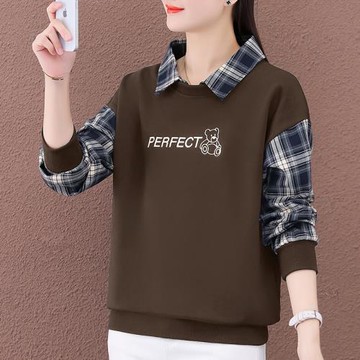 翻領衛衣女春秋薄款2023新款春季衣服女裝假兩件上衣有領洋氣外套