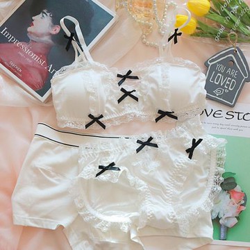 (免運)約素  白色之戀情侶內衣內褲三件套性感可愛日系送男女友禮物七夕