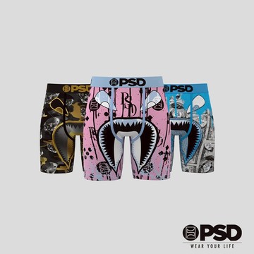 【PSD Underwear 官方旗艦店】3件組- 平口四角褲-VIBES-藍色