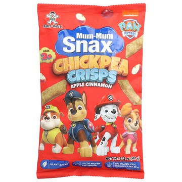 Hot Kid, Mum-Mum Snax™，鷹嘴豆薯片，Paw Patrol™，2 歲以上兒童，蘋果肉桂，2.12 盎司（60 克）