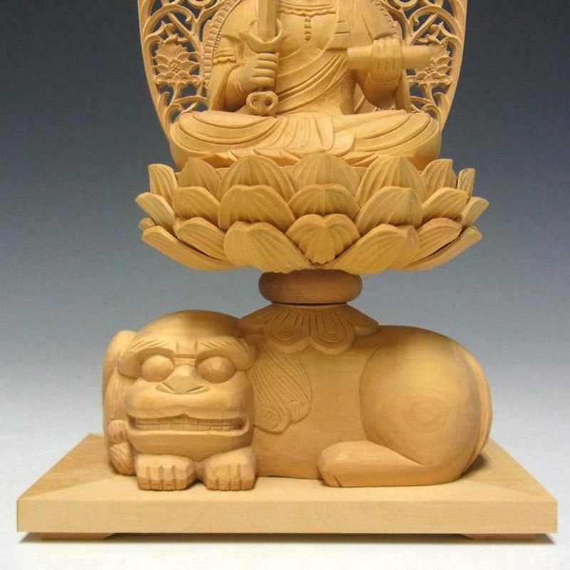 確認用追加画像時代木彫立獅子細密造形美術高さ73X横幅40厚さ下部