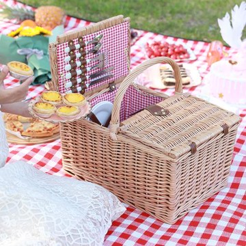 野餐籃子ins用品全套網紅道具竹籃編織手提籃田園野炊藤編收納籃