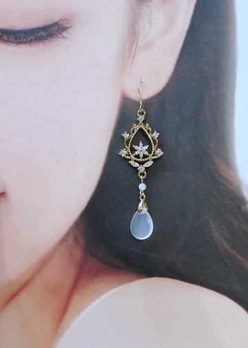 檸檬手作 鋯石花環瑪瑙耳環/美國14K包金防敏耳勾/可改耳夾