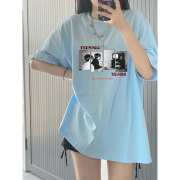 【PRPN】100%純棉 短袖女 印花 t恤 重磅短袖 潮流衣服 蓋屁股上衣 學生黨衣服