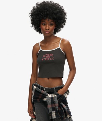 Superdry Women's Women's Athletic Essentials Crop Cami Top Black / Washed Black - Size: 16 Size: 12