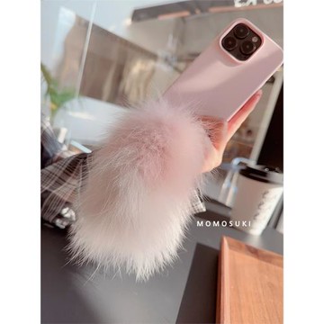 MOMO SUKI 原創秋冬美拉德適用iPhone17Promax狐貍毛手機殼16Pro簡約粉白液態15高級皮草毛茸茸保護套14防摔