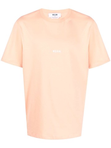 MSGM - logo-print T-shirt - men - Cotton - L - Orange