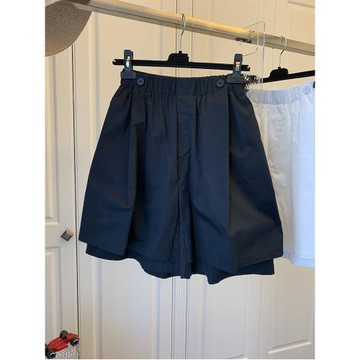 韓國東大門2025春夏新款純色洋氣松緊高腰百搭休閑短褲女闊腿裙褲