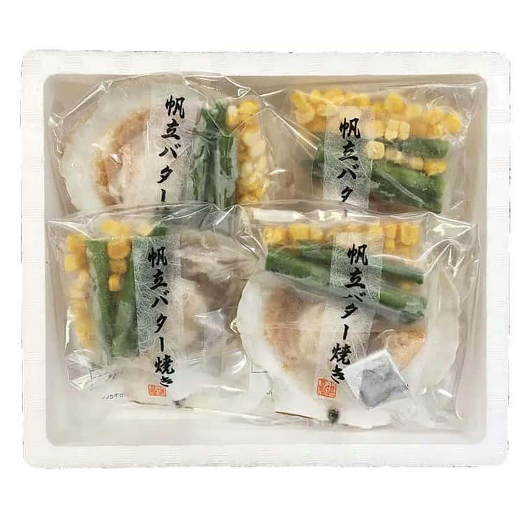 北海道産 帆立バター焼きセット C (帆立片貝、コーン、アスパラ、バター)×4セット ※離島は配送不可