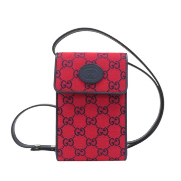 【二手名牌BRAND OFF】GUCCI 古馳 紅色 緹花帆布 肩背包