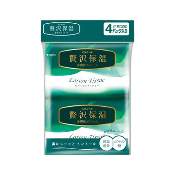 袖珍包 日本大王elleair奢侈保濕柔霜面紙-薄荷草本(12抽x4包入)