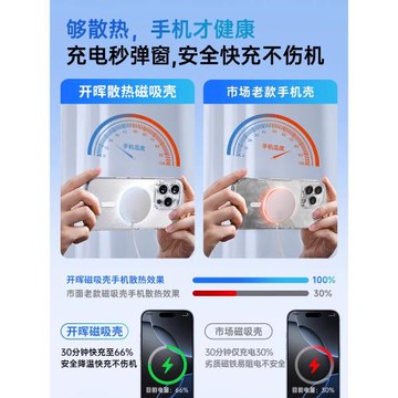 開暉新款磁吸適用蘋果17ProMax手機殼iphone16透明15pro保護套14超薄散熱13防摔magsafe12硬殼女男AI按鍵全包