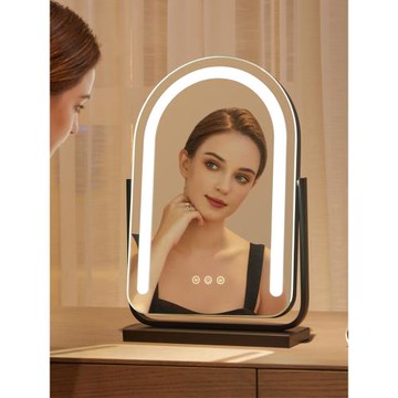 化妝鏡臺式桌面led帶燈補光充電梳妝臺宿舍女生臥室家用高級鏡子