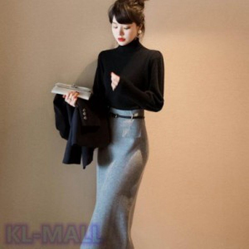 ニット 2点セット 韓国風 ハイネック レディース セットアップ タイトスカート トップス スカート 春秋冬 着痩せ 長袖 通勤 通販 Lineポイント最大1 0 Get Lineショッピング