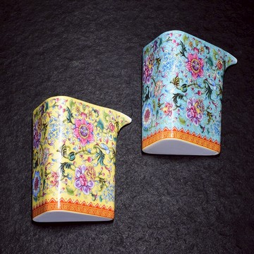 琺瑯彩家用公道杯陶瓷茶具 手繪青花茶海手抓分茶器勻杯 茶道配件1入