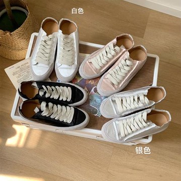 超軟西班牙小眾綢緞小白鞋2025新款做舊小白鞋女運動休閑鞋