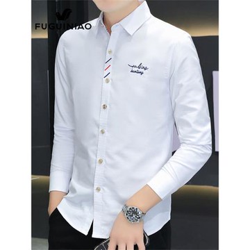 富貴鳥長袖襯衫男士內搭寸衫上衣2025年冬季新款休閑修身襯衣男裝