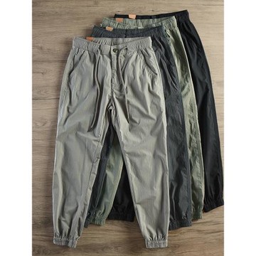 夏季薄款男速干束腳休閑褲輕薄透氣涼爽快干空調長褲純色戶外潮流