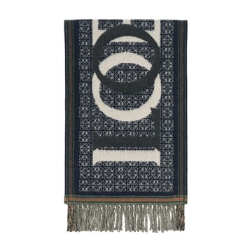 LOEWE Love 標誌羊毛及羊絨圍巾(海軍藍) F606257X51 5110