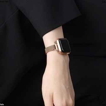 米蘭尼斯細錶帶 apple watch 金屬磁吸錶帶 7代 6/5代 SE 44mm 40mm 女士錶帶 iWatch