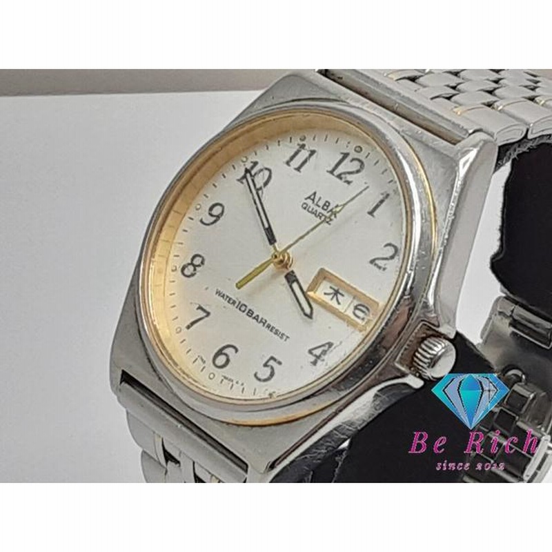 セイコー SEIKO アルバ メンズ 腕時計 デイデイト V743-8A10 白