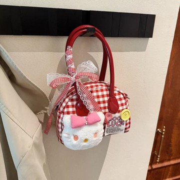 可愛卡通格子兒童包包2025新款貝克包單肩斜挎手拎包送禮物零錢包