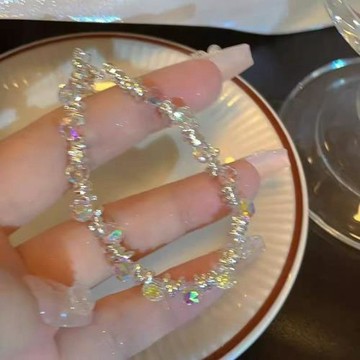 超仙夢幻彩珠水晶碎銀手鏈女輕奢小眾設計高級感精致手飾飾品批發