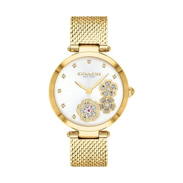 COACH - 花朵鑲鑽腕錶 (金色)