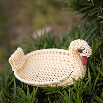 仿藤編桌面收納筐動物水果籃餐廳零食小吃籃點心糖果盒家用裝飾籃