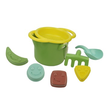 瑞典維京玩具 【瑞典 Viking toys】莫蘭迪色系-夏日沙灘玩沙工具7件組-快樂微笑 20-82041