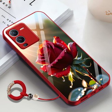 適用vivos15手機殼s15pro維沃viv0vovos金屬漆玫瑰玻璃高級感男女新品高清ins風外殼本命年時尚冷淡個性機殼