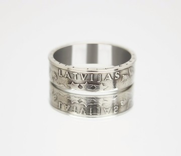 拉脫維亞硬幣戒指 1 拉特 1992-2008 男士硬幣戒指 女士硬幣戒指