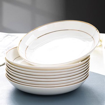 盤子菜盤家用陶瓷飯盤2026新款創意歐式金邊骨瓷菜碗圓深湯盤碟子