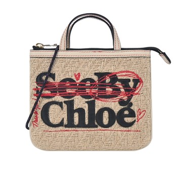 SEE BY CHLOE 草編手提/斜背包(米色)