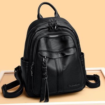 真皮雙肩包女2025新款時尚韓版軟皮質雙肩背包百搭包包大容量書包